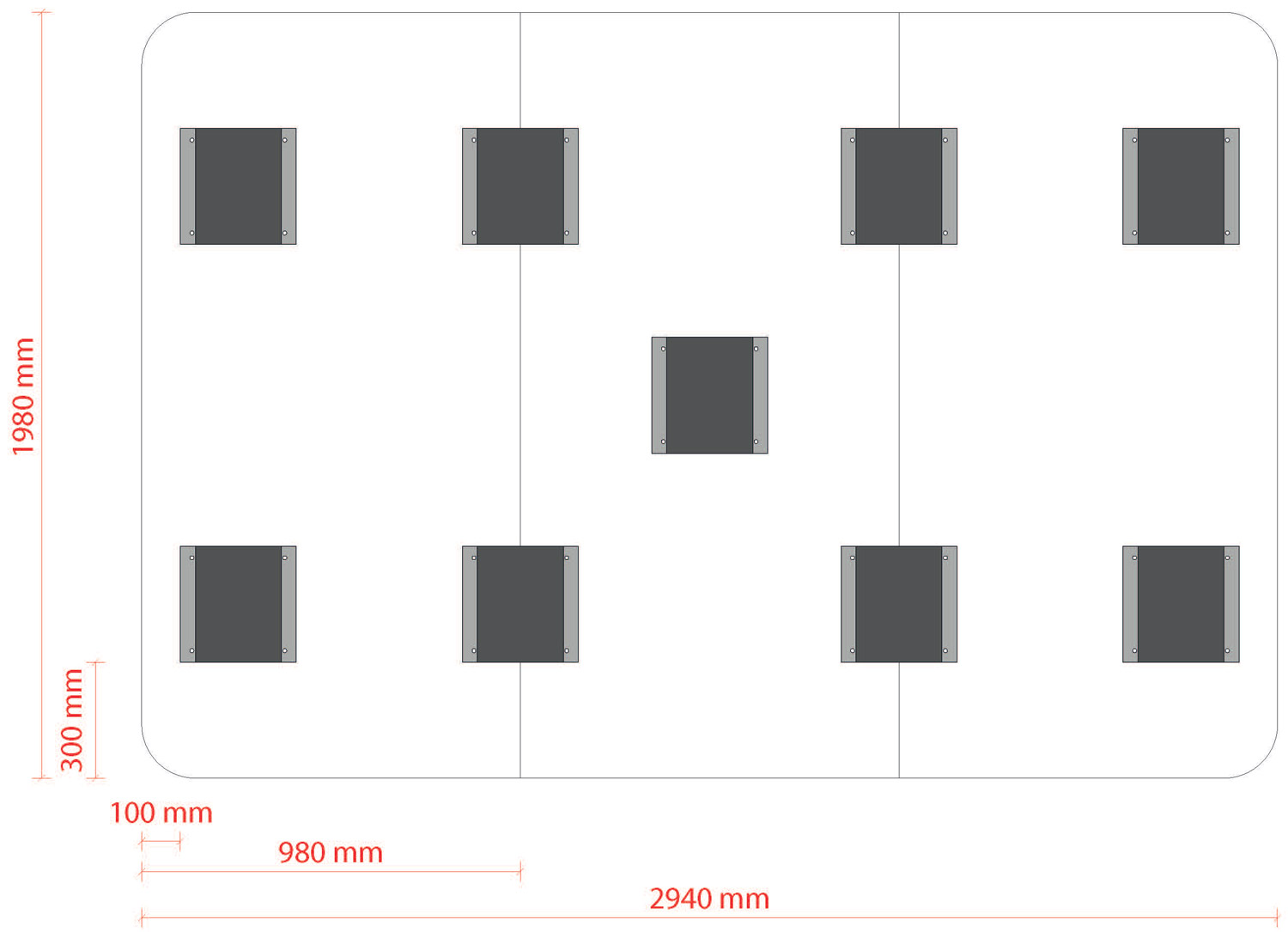 Whiteboard modular 3 Paneele